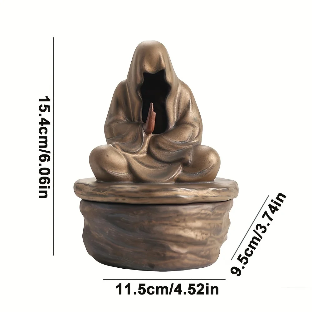 Formless Buddha Meditation Ceramic Monk Incense Holder Burner Home Living Room Garden Tearoom Yoga Room Zen Decoration 5