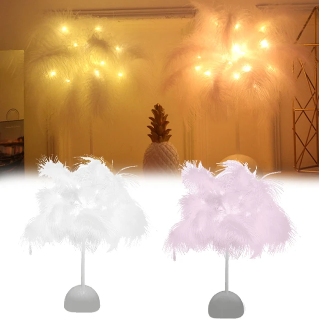 Lampe De Chevet En Plumes, Rechargeable, Design Moderne, Idéal Pour Une  Chambre À Coucher Ou Comme Décoration De Mariage Ou D'anniversaire - Lampes  De Table - AliExpress