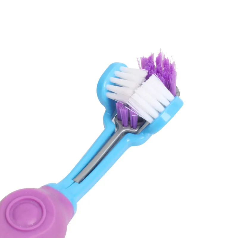 Title 7, Three Sided Pet Toothbrush Three-Head Multi-ang...