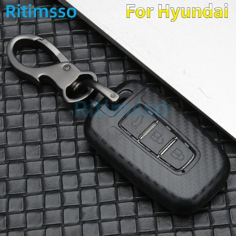 Carbon fiber ABS Key Case Cover for Hyundai Solaris HB20 Veloster SR IX35 Accent Elantra i30 KIA RIO K2 K3 Sportage key case cover key case