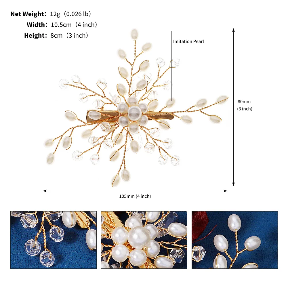 Mode Perlen Hochzeit Haar Schmuck Zugang Legierung Kunst Elegante Braut Kristall Haarnadel Hochzeit Schmuck Schönheit Haar Zubehör – Detail 16