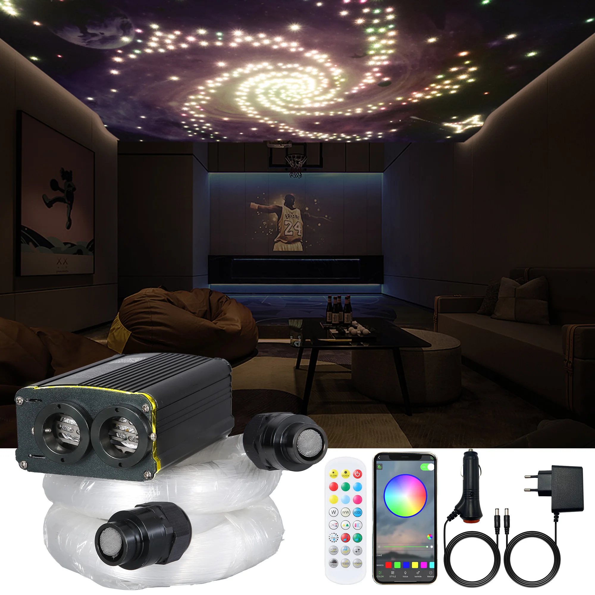 Smart App Led Fiber Light Engine Pro Rgbw Driver Double Hole Twinkle Light Source Con Controller Bluetooth Per Auto Starry Sky