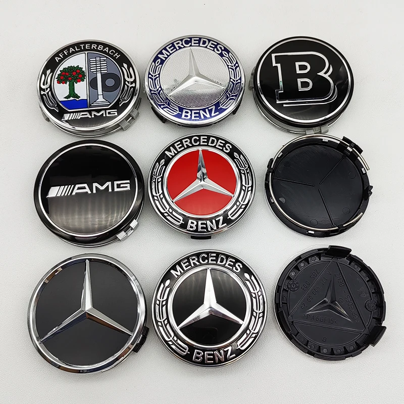 4pcs 75mm Mercedes Wheel Center Caps For W176 W177 W203 W204 W205 W206 W212 W213 W214 W211 W223 W222 W222 W223 W246 W247 W219 wheel center caps