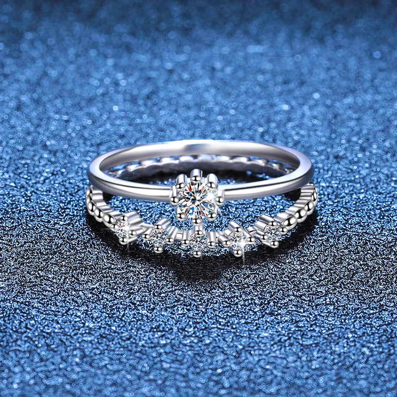 Real Moissanite Wedding Ring Bridal Sets Platinum Plated 925 Sterling Silver Luxury Quality Jewelry Wholesale Ring 2