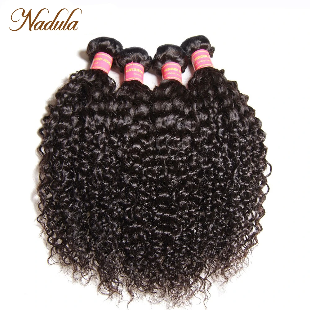 Nadula Hair 4pcs/Lot Brazilian Curly Hair Bundles Human Extensions 8-26INCH Remy Weaves Virgin Human Sale
