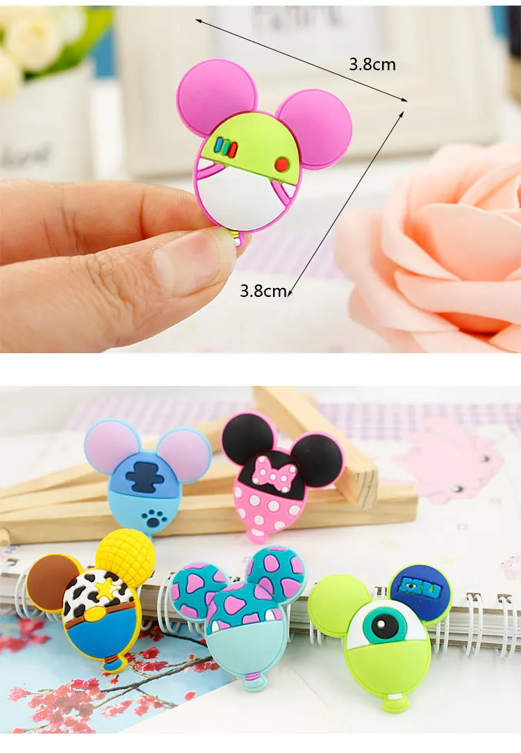 5Pcs Disney Mickey Stitch Straw Covers Cap Topper Silicone