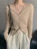 Autumn Knitted Open Cardigan Women's New Sle Soft Loose V-ne 2024 Lightweight Sun Protection Outerwear Top Versatile