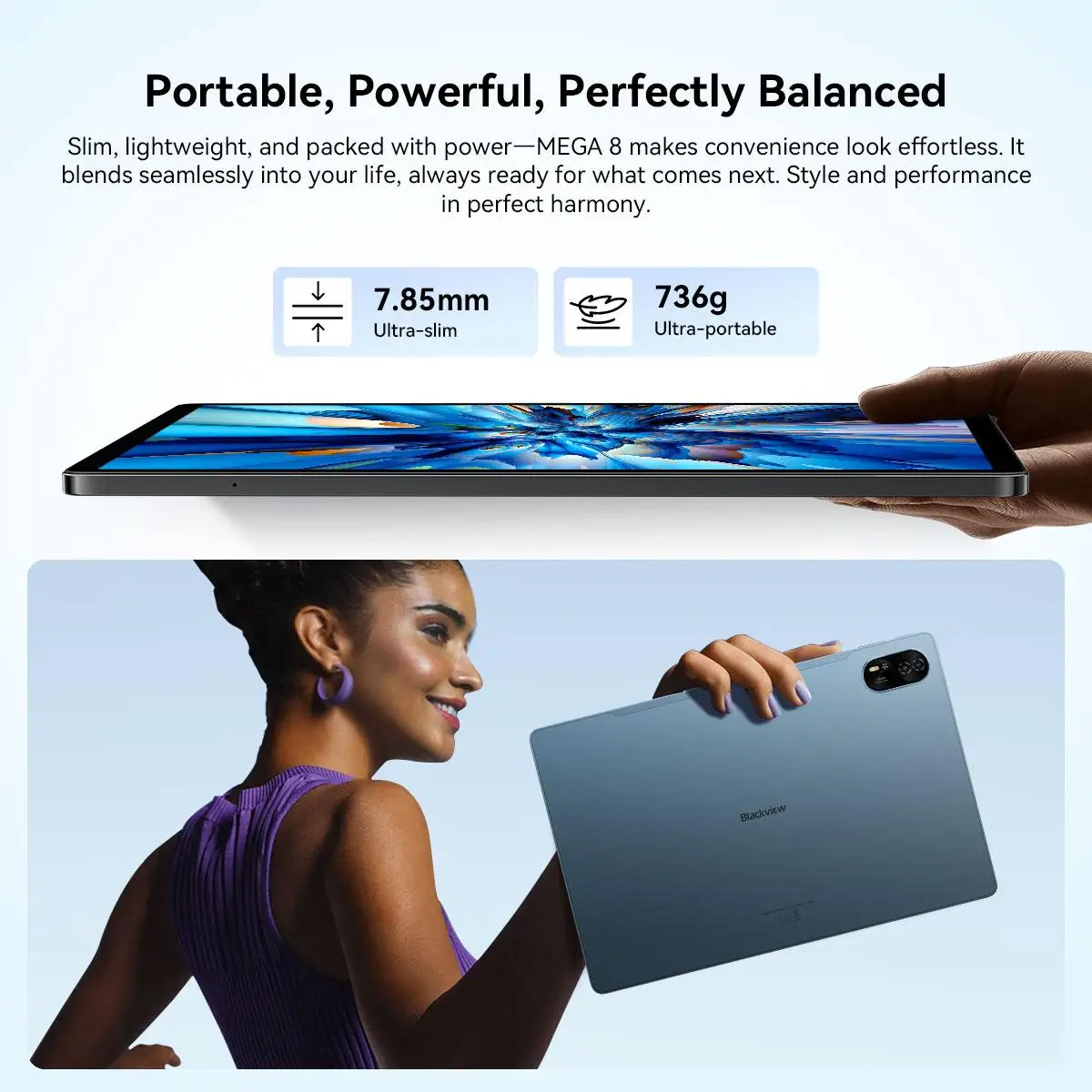 Blackview MEGA 8 Tablet PC 12GB+256GB / 512GB 13" FHD Display Unisoc Tiger T620 11000mAh 50MP Camera NFC Tablet Global Version