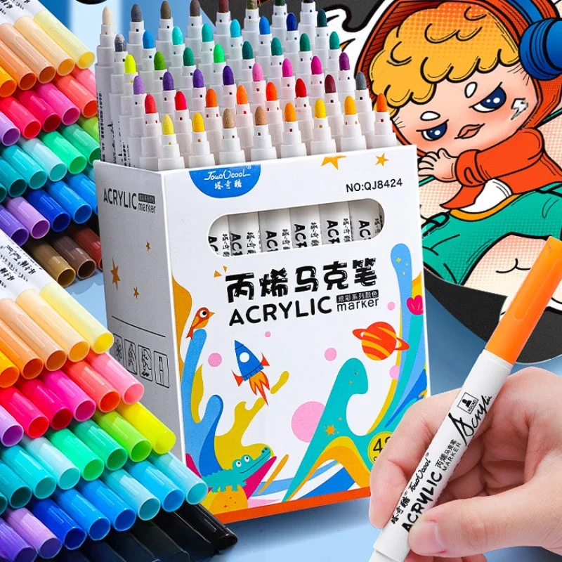 

12/48colors Children's Color Drawing Single/double-ended Markers Set Boxed Portable Acrylic Diy Non-toxic Watercolor Brush