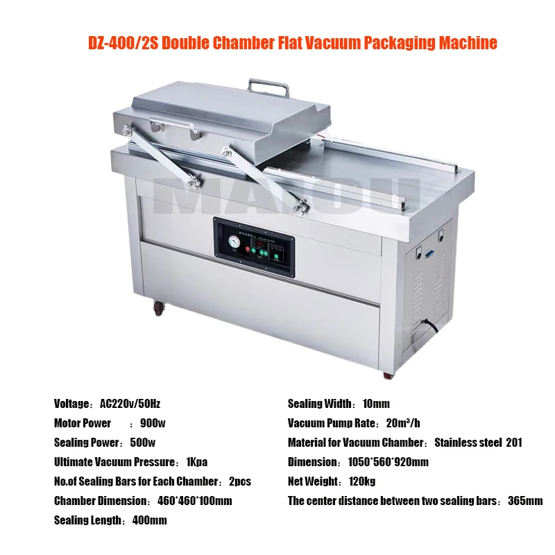 Dz400/2s Double Chamber Vacuum Packing Machine for Meat Rice Fish