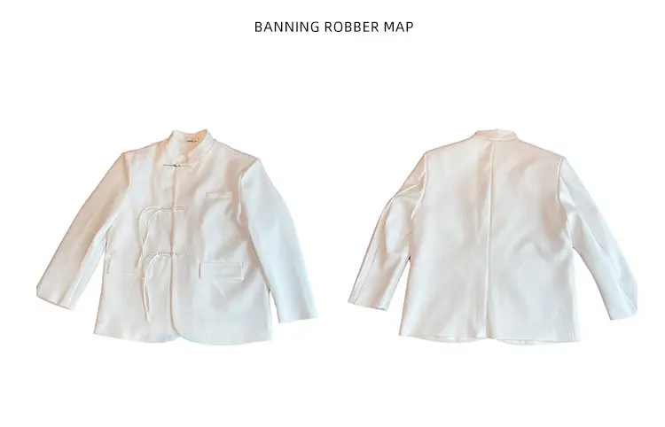 Description Picture 4 of itemNew Chinese Style Men's Clothing Solid Color Metal Buckle Design Suit 2024 Autumn Stand Collar Suit Jacket