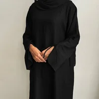 2025 New Ramadan Abaya Women Muslim Dress Solid Color Robe Dubai Abayas Eid Islam Clothing Turkish Casual Modest Robe for Adult