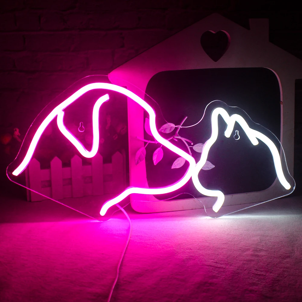 Cat Dog Neon Sign Dog Neon Lights Pet Shop Wall Decor Kitten Puppy LED Light Home Room Pet Salon Store Signs Studio Animal Signs salon home spa skin care whitening ozone facial steamer warm mist humidifier for face deep cleaning vaporizer sprayer