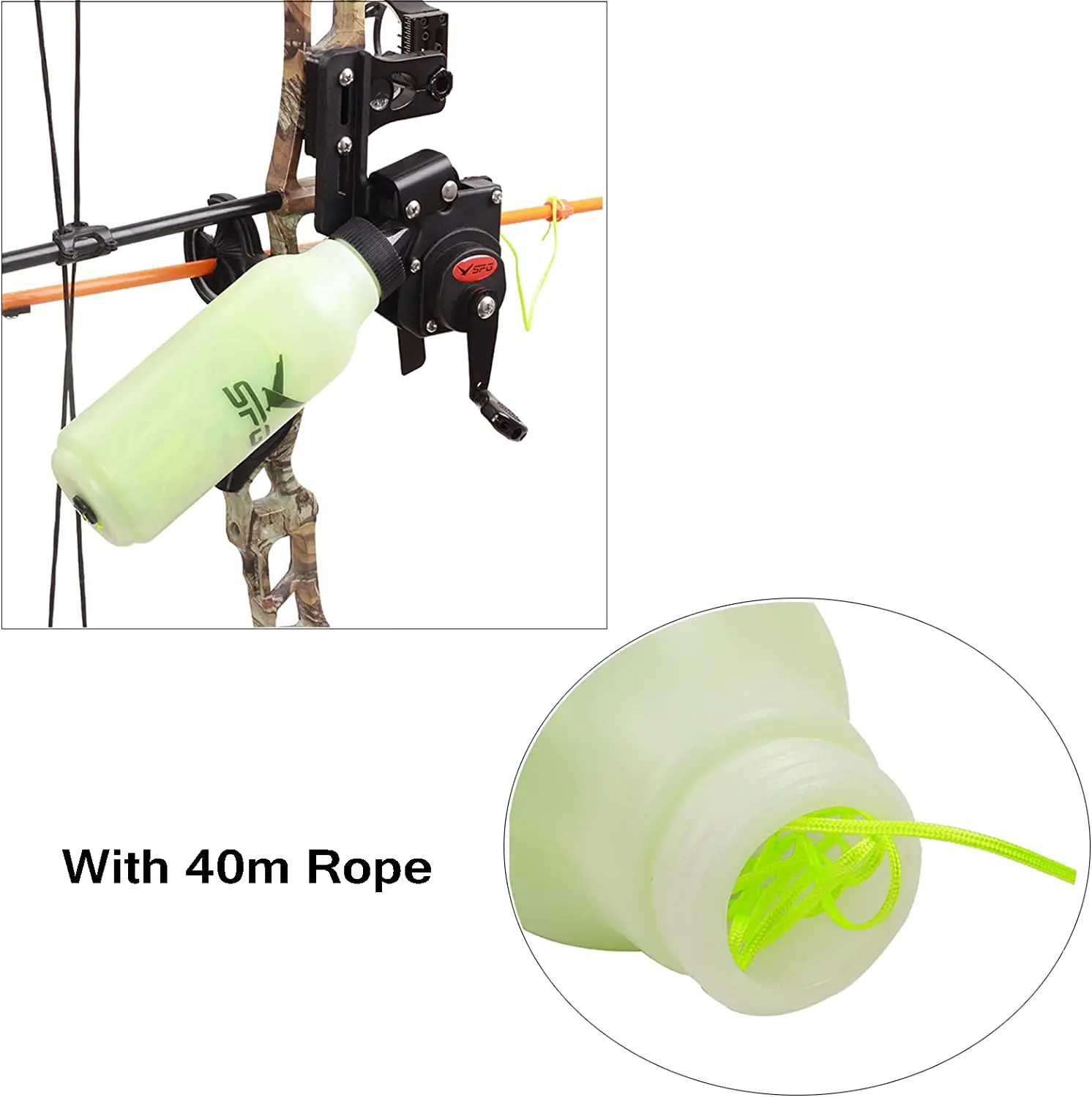 Archery Bow Fishing Reel Bow Fishing Spincast Reel with 40m Rope for  Recurve Bow Compound Bow Hunting Shooting Bowfishing Tool