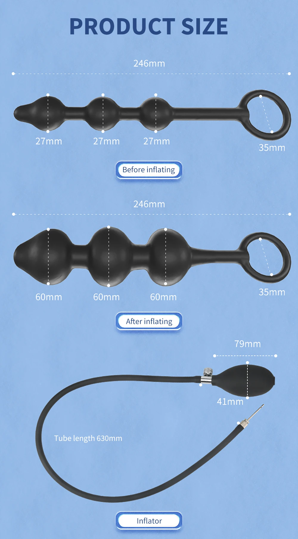 Inflatable Anal Plug With Pump For Adults Expandable Anal Dilator_voghion.com