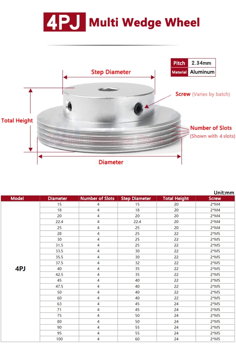 4PJ Belt Pulley Multi Wedge Wheel 4 Slots Motor Shaft 4 Peak Groove Timing Pulley Bore 10-40mm PJ63/71/75/80/90/95/100 1pcs timing belt pulley belt pulley timing pulley