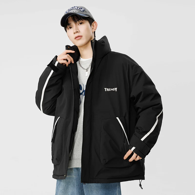 Luxury Man Jacket Winter Padded Coat Stand Collar Zip-up Windbreaker Waterproof Outerwear Unisex Thick Warm Parkas Fashion Brand