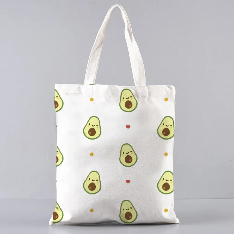 

Холщовая Сумка для покупок с мультипликационным авокадо, складная устойчивая к загрязнениям моющаяся модная сумка-тоут для женщин, экологически чистые боковые сумки через плечо