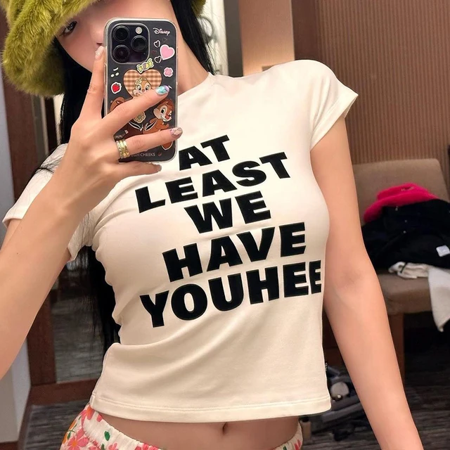 T-Shirt Y2k pour femmes, haut court, lettre des années 2000, Harajuku, mode coréenne, Streetwear, gothique, vêtements esthétiques à manches courtes 1