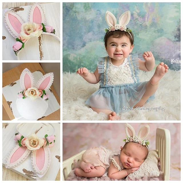 Baby rabbit ear headdress lovely princess hair ornament fairy tale hair  flower newborn children photography props handmade - AliExpress