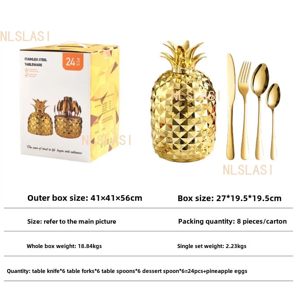 24-Pcs Pineapple Design Stainless Steel Cutlery Set-Elegant Dinnerware with Shimmering Egg Pattern,Knife Fork Spoon Set