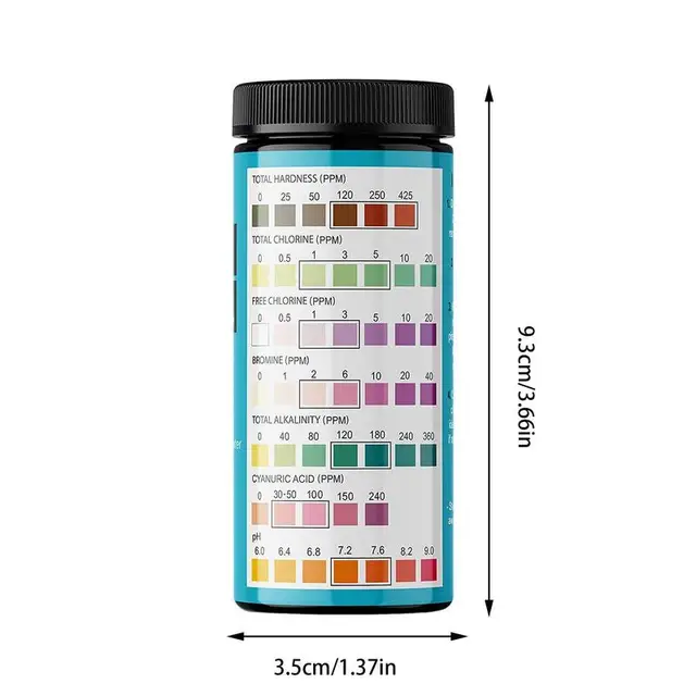 Medence Víz Tesztkészlet Sós Vízmedence 100 Csík Vízkeménységi Nagy Pontosságú Ph Tesztelő Klór Só -Ja - Image 6