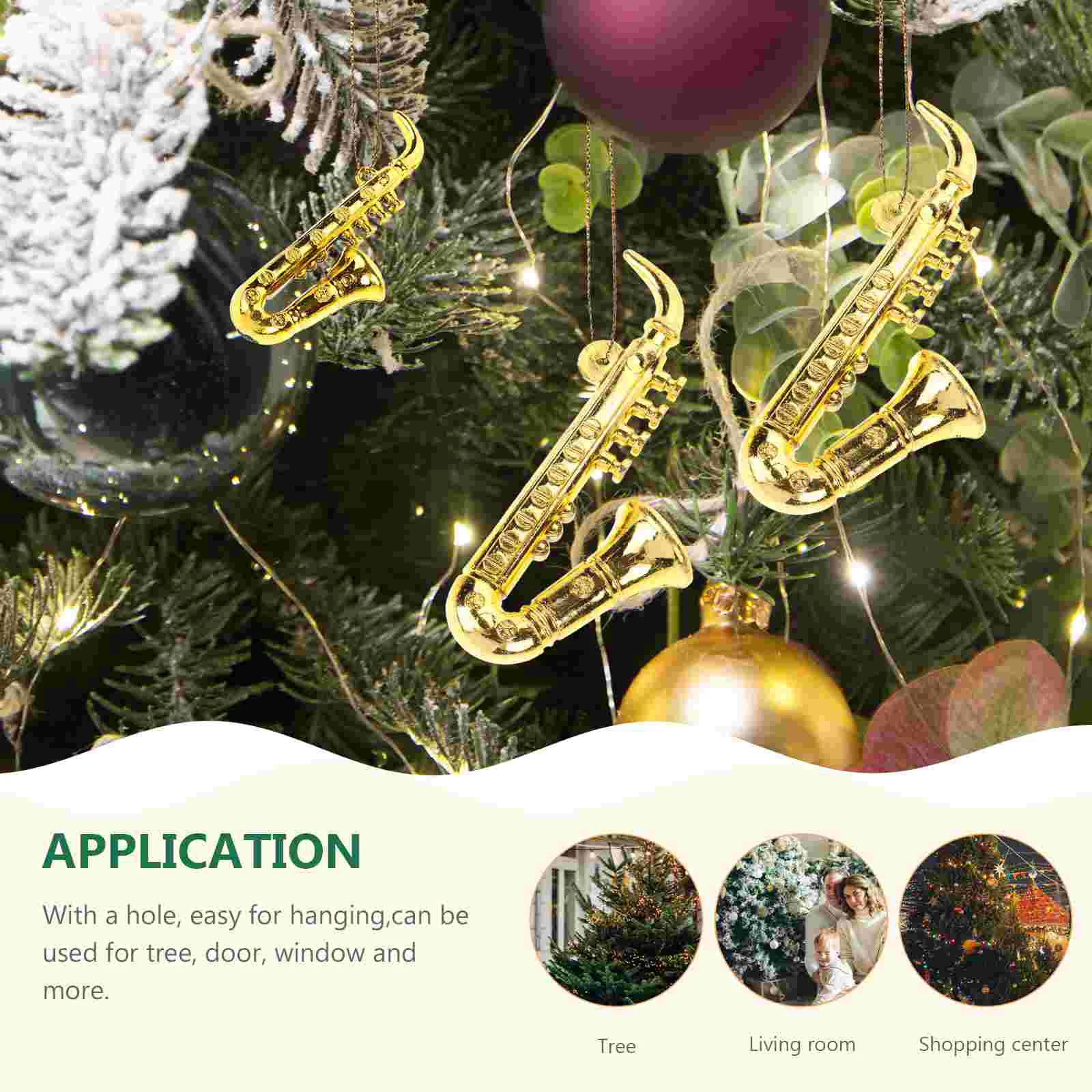 20 Pcs Saxophone Charm Xmas Tree Pendants Accessories Christmas Decor Supplies Plastic Musical Instruments Ornaments 3