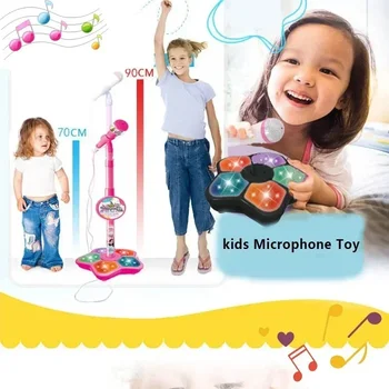 Bambini Rocking Roll Microfono Canto Giocattoli con supporto Karaoke Canzone Strumento musicale Giocattolo educativo Ragazza Ragazzo Regali di compleanno Gioco