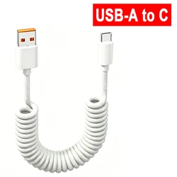 60W Quick Charging Coiled USB - A to USB - C Nylon Braided Cable (USB A to C)