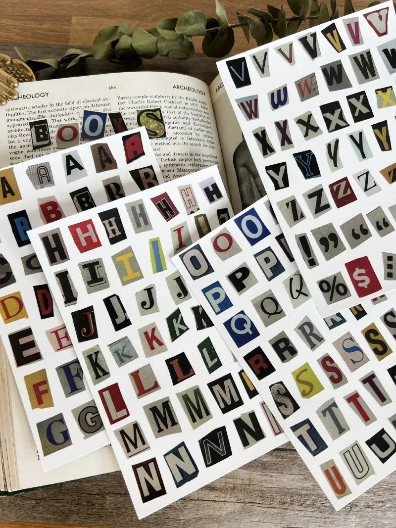 Alphabet Label Stickers Korea Ins English Alphabet Number Symbol Label Sticker DIY Scrapbooking Journal Base Collage Diary Album Happy Plan Decoration alphabet label stickers