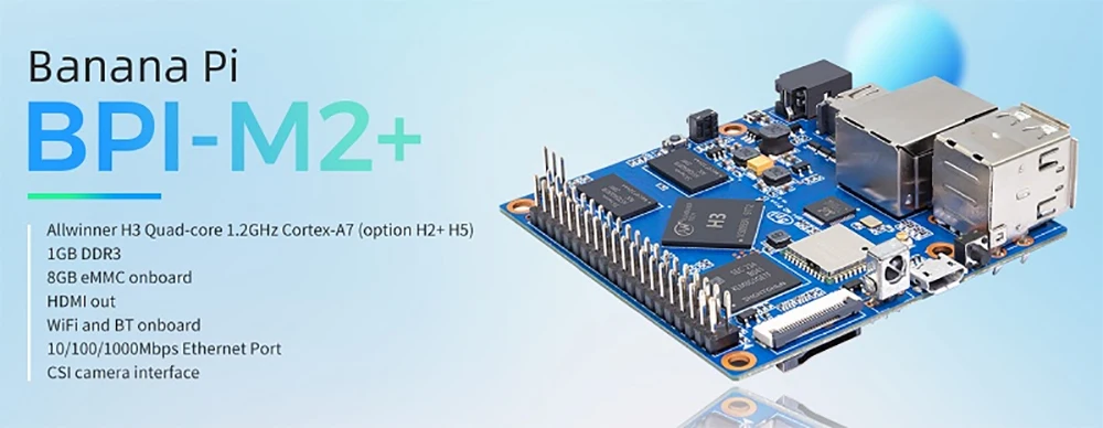 Banana Pi BPI M2 Plus Allwinner H3 1GB SDRAM BPI-M2+ HDMI Out WiFi BT CSI Androi