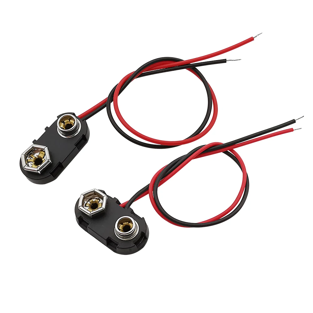 5 Pz/Lotto 9 V Connettore A Clip Per Batteria Fibbia Rigida Custodia In Plastica Supporto A Scatto Per Batteria Da 9 Volt Cavi Rossi Neri Lunghezza 15