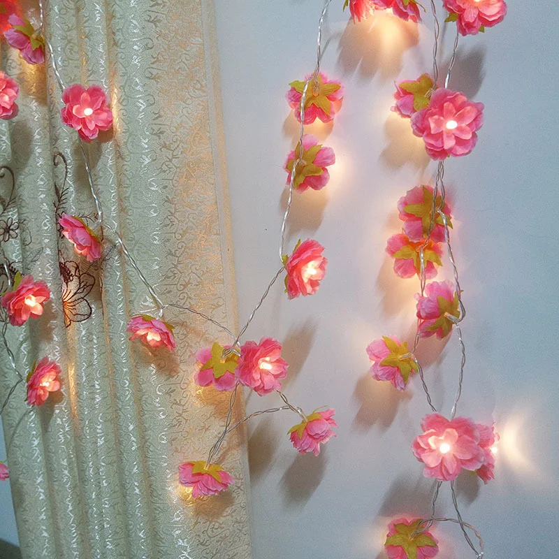 2m 20led Holiday Lighting Lovely Cloth Flower Fairy Battery String Lights Wedding Garden Party Valentine's Day Decoration