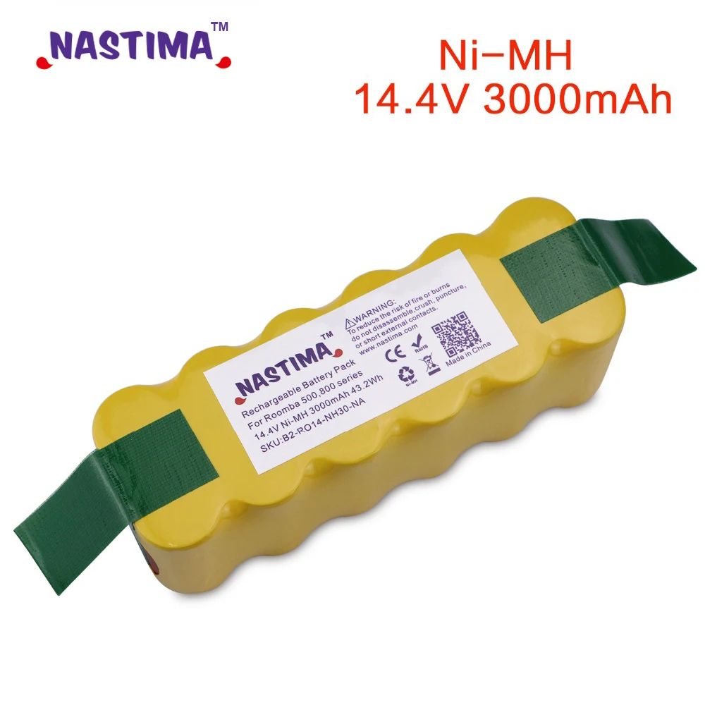 Replacement 14.4V 3000mAh NI-Mh Battery for iRobot Roomba 500 600 700 800 Series 555 560 580 620 630 650 760 770 780 790 870 880 Rechargeable Nickel Metal Hydride Batteries