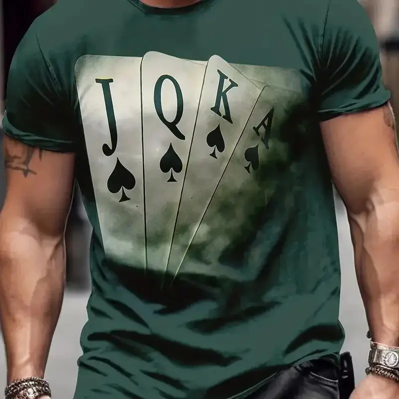 

2024 Poker Theme TShirt 3d Digital Print Graphic camisa hombre Causal Tee Short Sleeves Comfortable Pullover Tops Men's Clothing