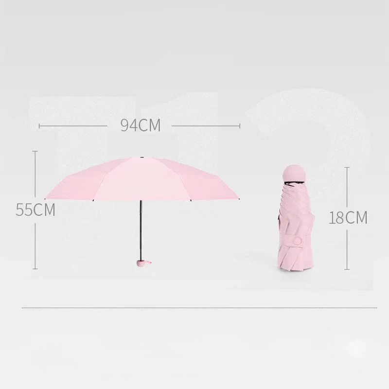 Capsule Umbrella Portable Mini Sunshade Sunscreen Rain Umbrella Black Rubber Alloy Handle Foldable Dual Use