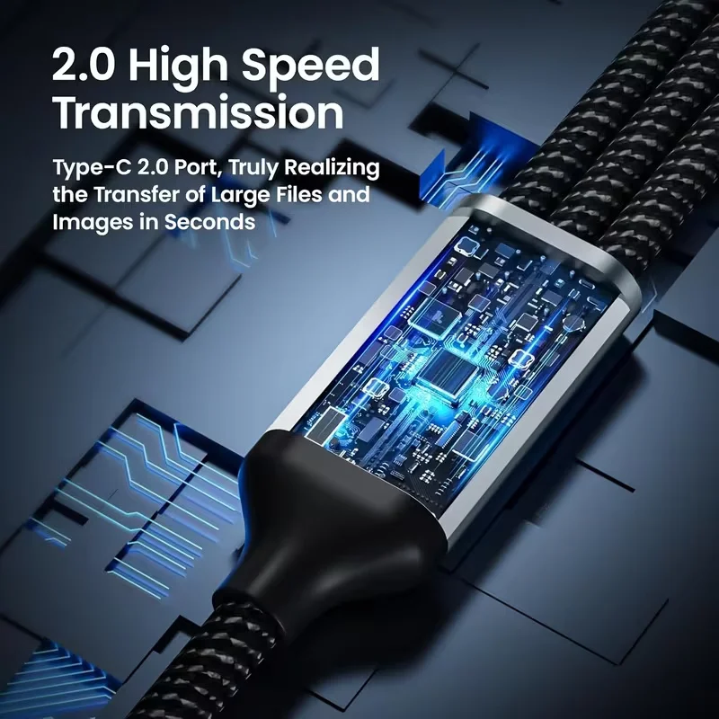 USB 1-3 연장 케이블, 1입력 3출력, USB-C 1개의 남성 커넥터를 3개의 여성 커넥터로 변환하는 어댑터, USB 다기능 고속 충전 케이블-C 인터페이스