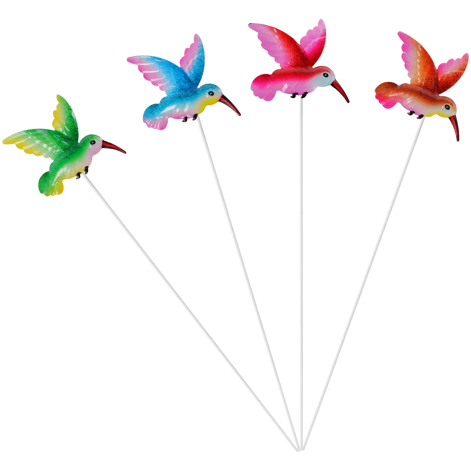 

4 Pcs Bee Iron Garden Insert Indoor Plants Decorative Animal Stakes Hummingbird