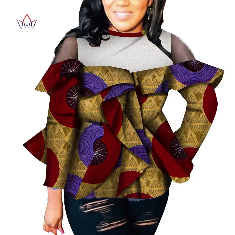 

Africa Style Women Modern Fashions Long Sleeve Lace Tops Dashiki African Print Tops Shirt Plus Size M-6XL Women Clothing WY5143