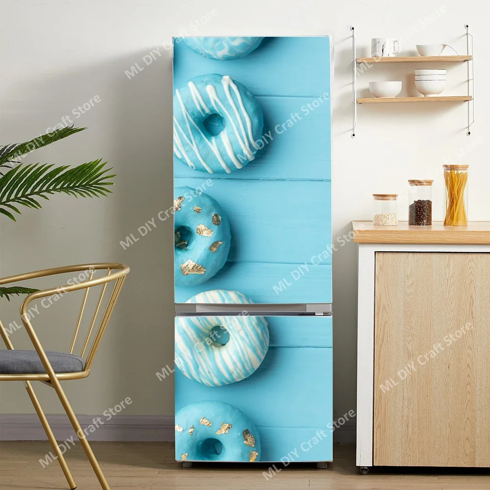 thumbnail image 1 of Pegatinas de pared para puerta de refrigerador con diseño de donuts y helado, papel tapiz de PVC autoadhesivo para cocina, cubierta para puerta de refrigerador, decoración, 1 of 5