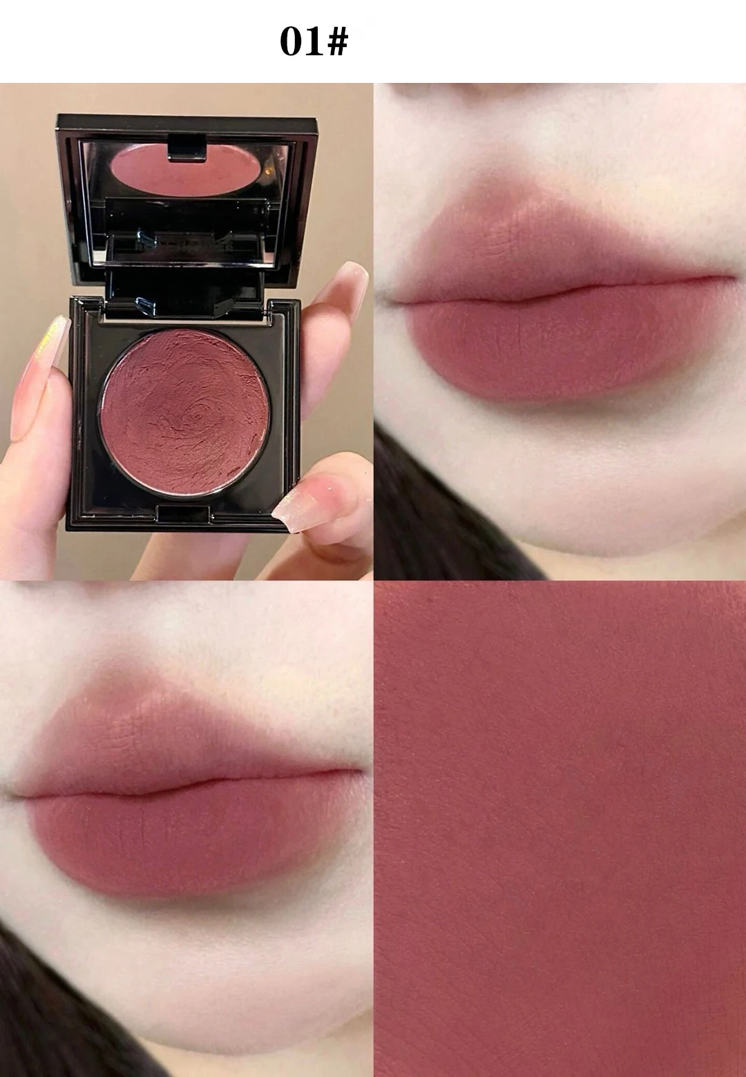 Description Picture 5 of itemCappuvini Small Square Multi-purpose Lip Mud Cheek Dual-use Misty Velvet Matte Powder Blusher Fair Price Makeup Cosmetics