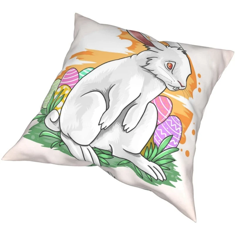 X18A-Easter Throw Pillow Covers Set Of 4, 18X18inch Bunny Decorative Square Throw Pillow Cover Cushion Covers Pillowcase