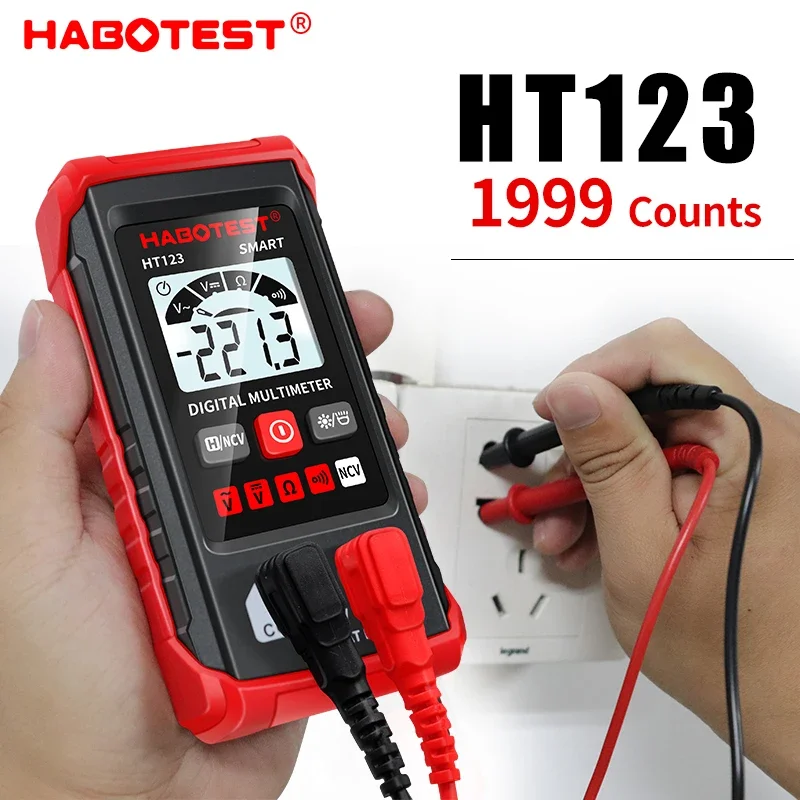 HT123 Mini Digital Multimeter AC DC Voltage 600V Auto-ranging Meter NCV Ohm Tester Professional Electrician Tool digital multimeter multimeter tester