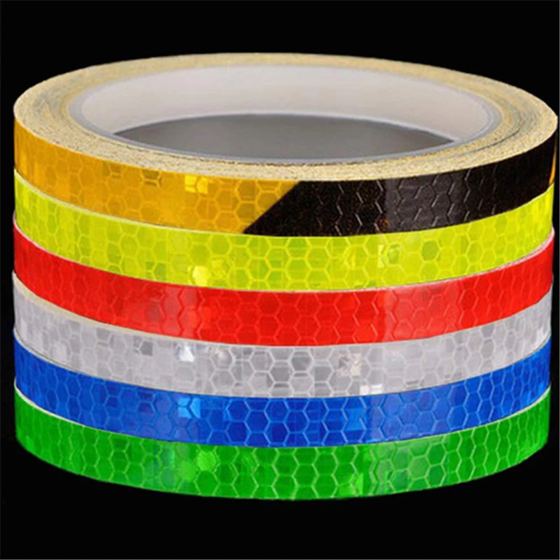 1cm*8m Reflective Tapes 9 Colors Reflectors Warning Tape Night Safety Sticker White Blue Red Yellow Orange Green For Bicycle Car