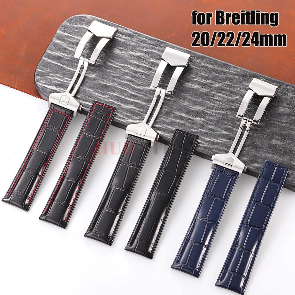 Premium Cowhide Leather Watchband - Waterproof Strap for Men and Women with Folding Buckle