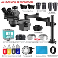 3.5-200X Simul-Focal Stereo Trinocular Microscope Set 4K 2K 1080P HDMI VGA USB TF Video Camera Clamp Folding Extension Type Base 1