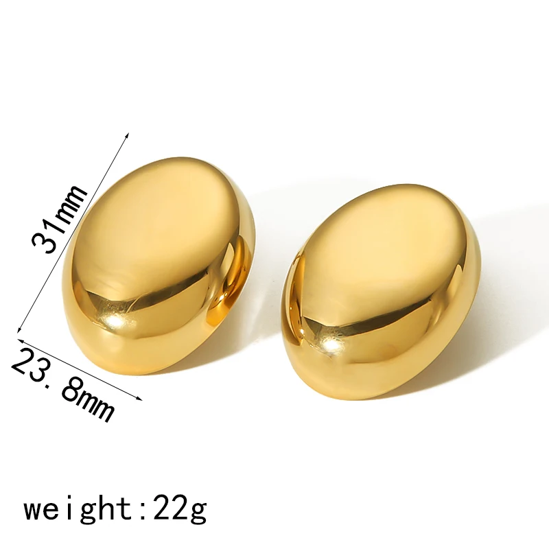 Fashion 18K Gold PVD Plated Statement High Polish Smooth Oval Earrings Chunky Geometric Stainless Steel Earrings Jewelry 4