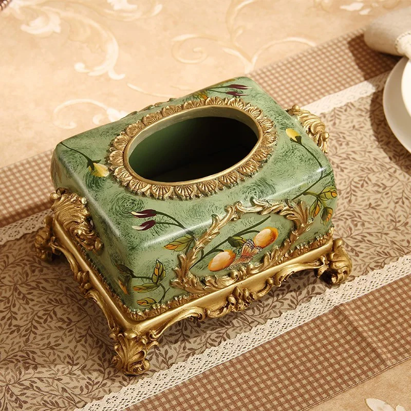 Creative Resin Tissue Box European Light Luxury Home Living Room Bedroom Dining Table Cute Fashionable Paper Storage Box 1Pc