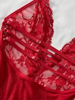 Hot Lace Halter Babydoll Sexy Deep V Neck See Hrough Nightgown Women's Erotic Lingerie Sleepwear Dress For Valentine's Day - Image 4