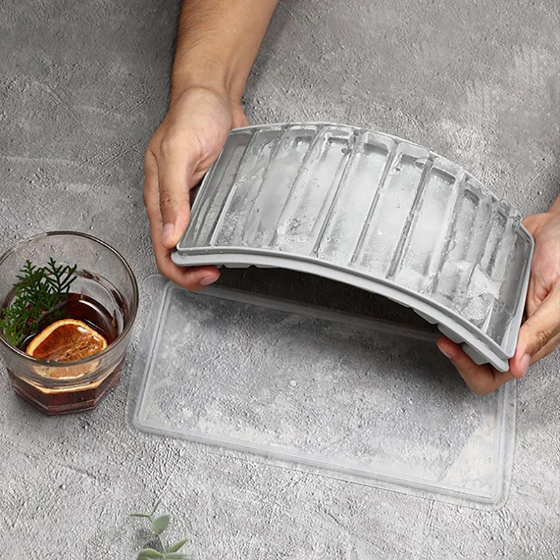 10 Grids Stick Shape Ice Molds Tray With Lid Silicone Ice Cube Tray Mold DIY Jelly Chocolate Mould Non-Stick Cylinder Ice Box